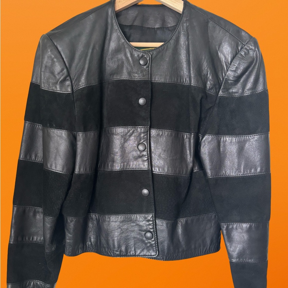 DANIER STRIPED LEATHER AND SUEDE BLAZER